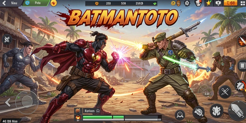 Screenshot gameplay intens dari pertarungan seru di BATMANTOTO.