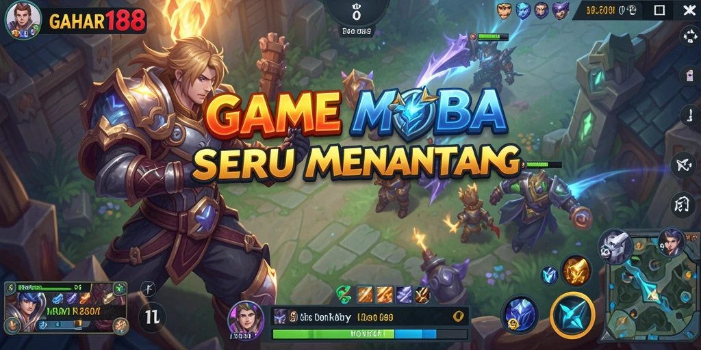 Tangkapan layar GAHAR188 menunjukkan aksi seru dalam pertarungan MOBA.
