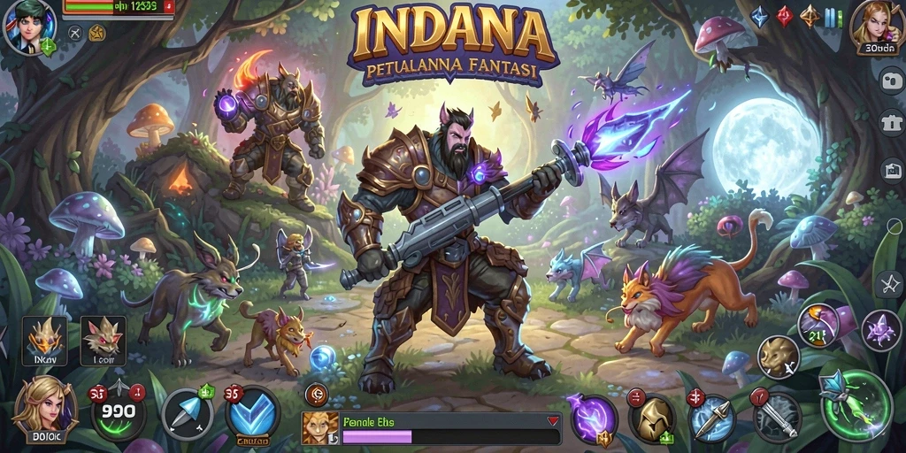 Tampilan gameplay INDAAA menampilkan aksi menarik di dunia fantasi.