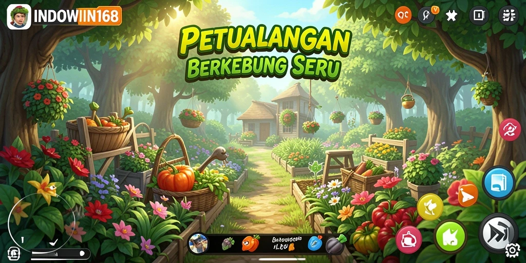 Tampilan gameplay seru di INDOWIN168 saat berkebun.