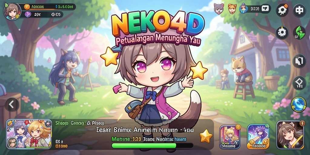 Tampilan gameplay NEKO4D dengan karakter anime yang lucu.
