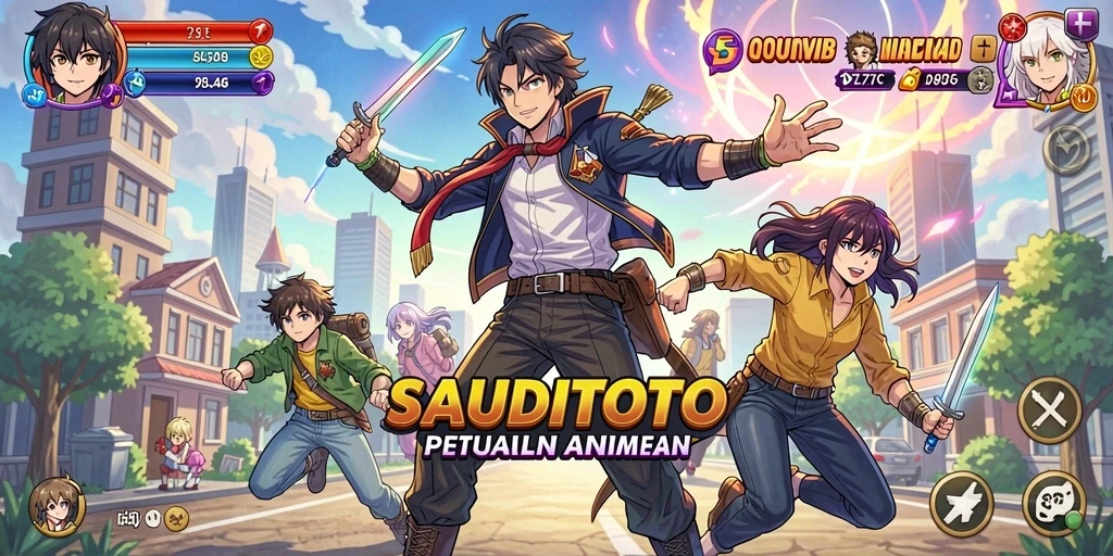 Tampilan gameplay menarik dari SAUDITOTO dengan karakter Anime yang unik.