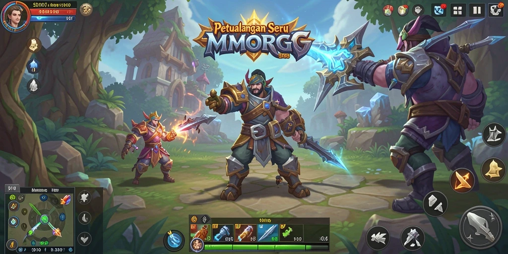 Tampilan aksi seru dalam SD107 yang menggambarkan dunia MMORPG.